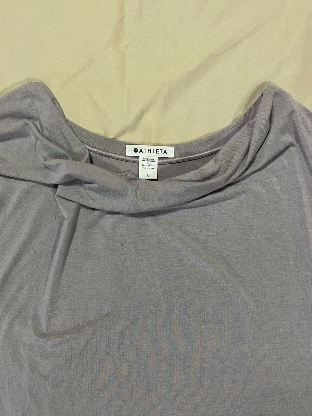 Athleta Gray Cowl Neck Oversized Tee Short Sleeve Top Size Large - Picture 3 of 5